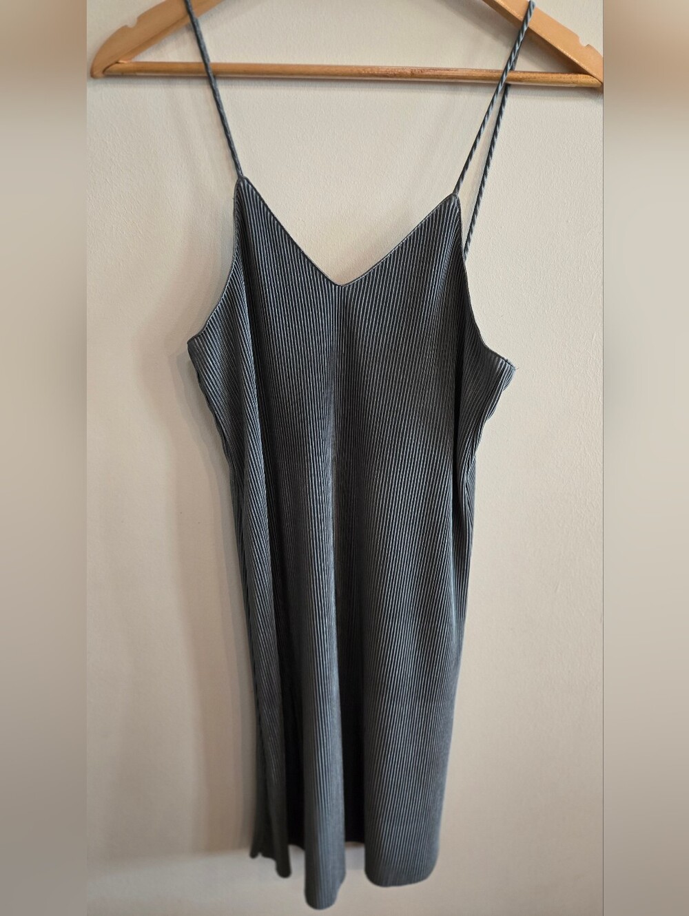 mahina Ribbed Slip Mini Dress in Charcoal Gray🩶
